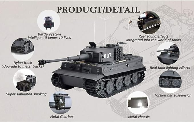 hooben new assembled and painted rtr 110 tiger1 delayed production half metal undershirt