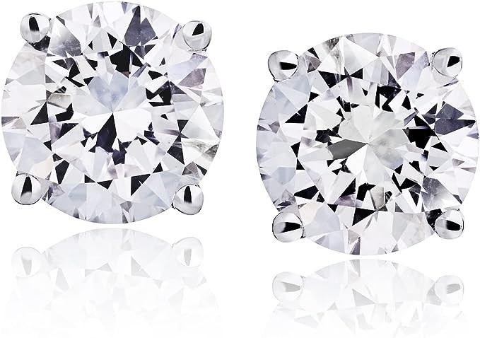 Certified natural diamond stud earrings Women's 14 carat gold earrings 4 claw set with screw back Fine jewelry, metal, diamond
